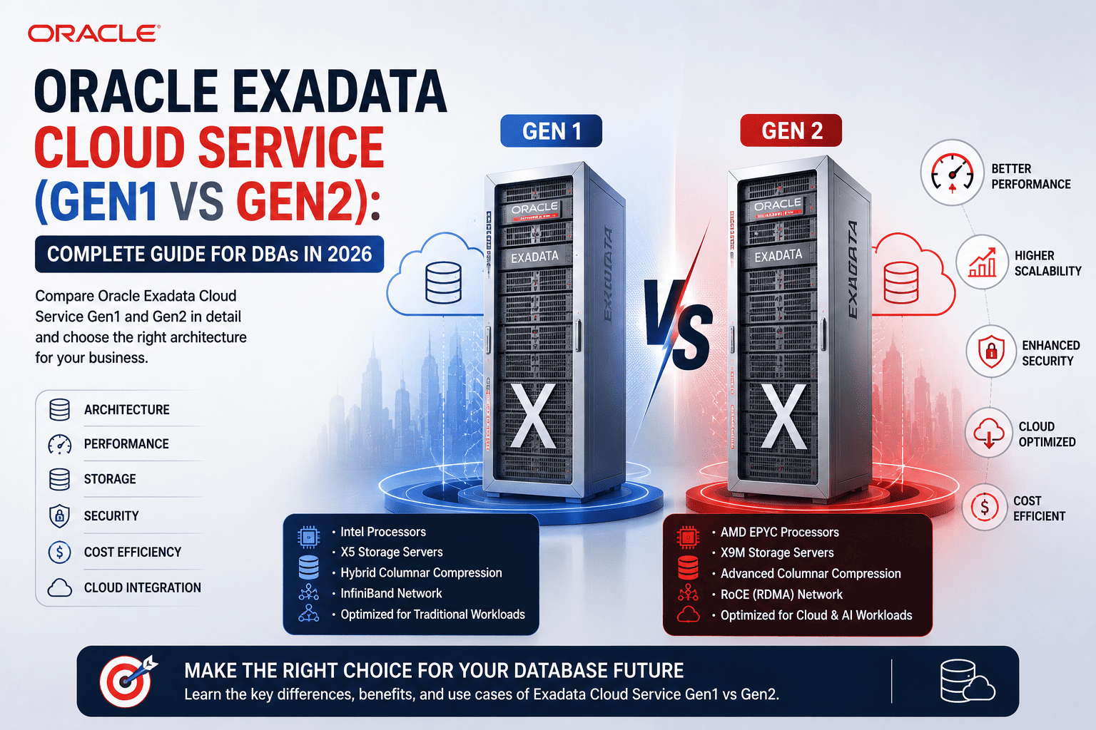 Oracle Exadata Cloud Service (Gen1 vs Gen2): Complete Guide for DBAs in 2026